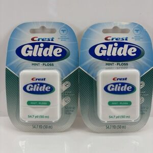 2 Crest Glide Mint Dental Floss Sealed 54.7yd Shred Resistant Mint Flavored VTG